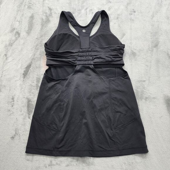 Lululemon Turbo Tank Top Womens 8 Black Shelf Bra Removable Pads Racerback Yoga - Picture 2 of 8